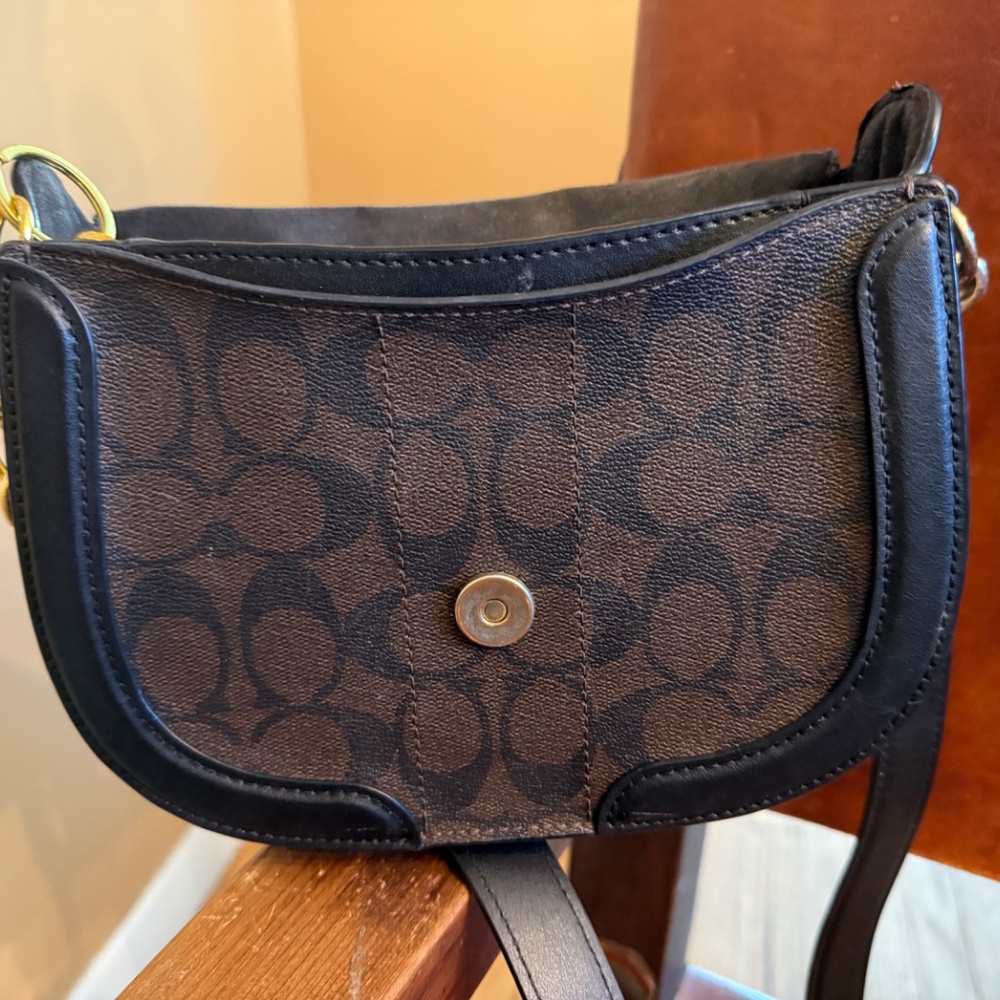 Coach Georgie Saddlebag in Dark Brown/Black - Picture 10 of 11